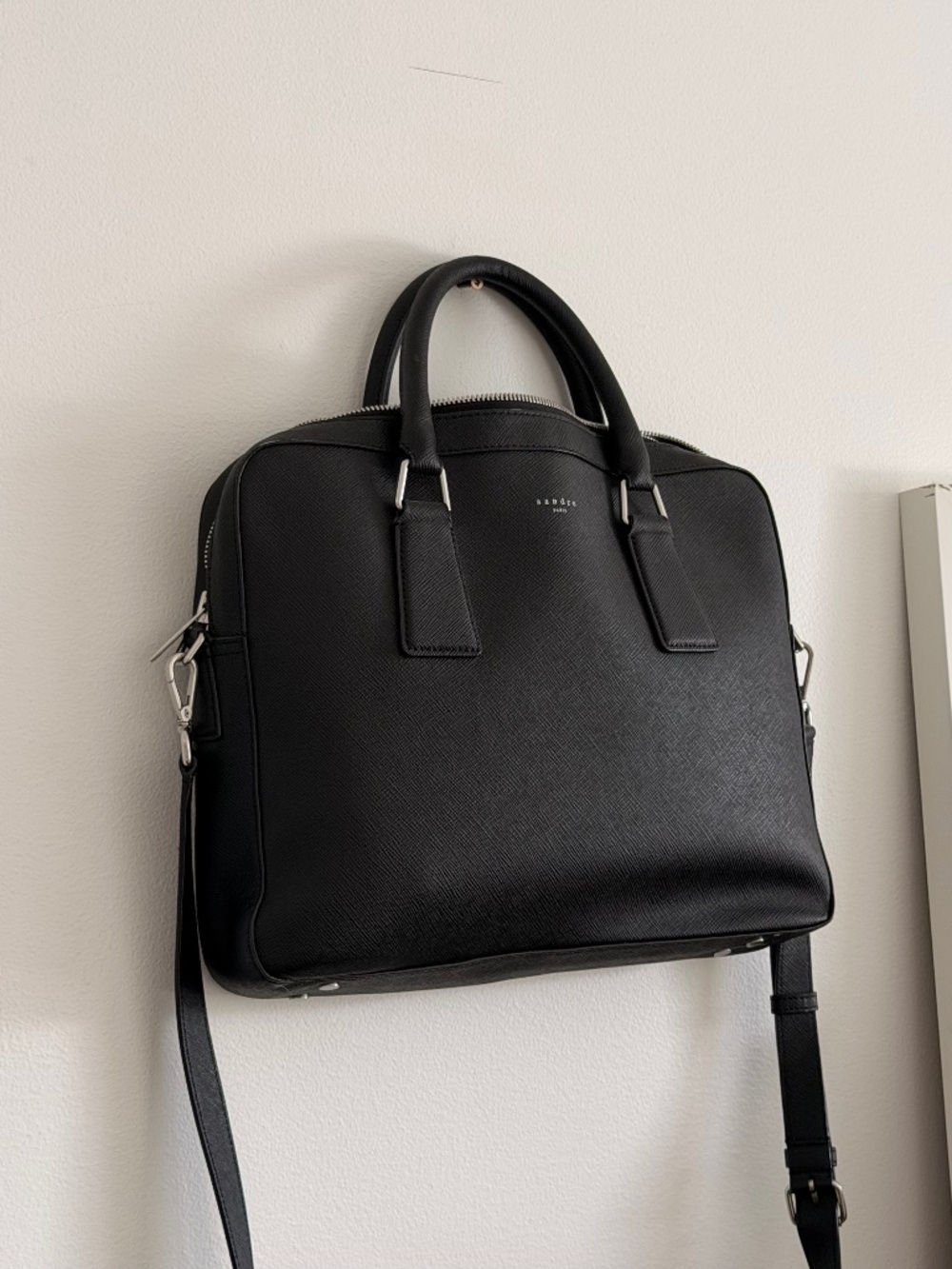 Sandro | RECONSTITUTED LEATHER BRIEFCASE - Picture 6 of 7